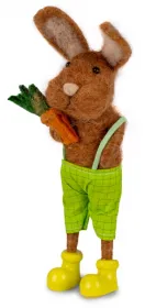 Baden collection Filz Hase mit hellgrüner Hose Karotten H 15 cm braun