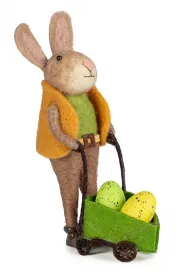 Baden collection Filz Hase mit Schubkarre u. Ostereiern H 15 cm braun