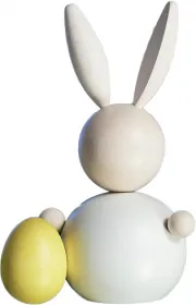Aarikka Osterhase weiß mit gelbem Ei H 16 cm finnische Osterdekoration