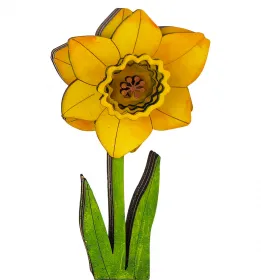 Steckfigur Holz Narzisse gelb h 10,5 cm mehrlagig handbemalt für Holzkränze
