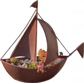Rost Segelboot mit Flagge H 30 cm maritime Garten Dekoration Teich Deko