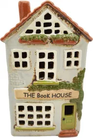 Det Gamle Keramikhaus Buchladen für Teelicht hellgrau hellgrün H 21,5cm