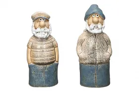 2 Zaunfiguren Seemänner blau weiß h 20 cm/ 20,5 cm maritime Seemänner