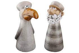 Gilde Zaunfiguren Matrose Möwe Keramik braun beige, 9.5 x 21 cm maritime Gartenfiguren