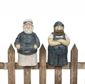 2 Zaunfiguren Fischer blau weiß h 19 cm maritime Gartendekoration