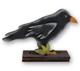 Kranzfigur Rabe mit Blatt schwarz grün Herbstdekoration h 5 cm für Sebastian Holzkränze