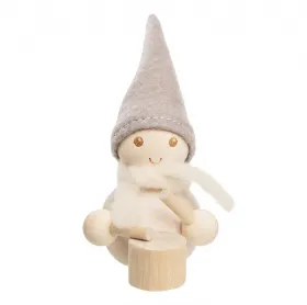 Aarikka Elf Drummer Trommler weiß h 9 cm finnische Weihnachtsfigur mit Trommel
