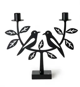 Bengt & Lotta sitting birds - 2 sitzende Vögel Kerzenständer 2-flammig schwarz h 27 cm