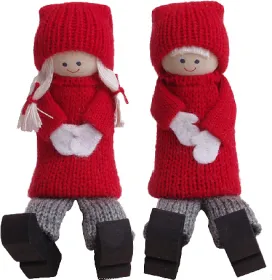 Schwedisches Strickwichtelpaar rot/grau für Sebastian Holzkränze Schwedisches Strickwichtelpaar rot/grau für Sebastian Holzkränze