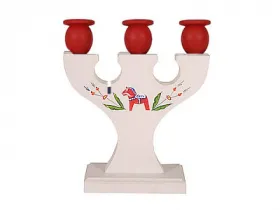 Schwedischer 3-armiger Leuchter Dalapferd weiß 22x18,5 cm Schwedischer 3-armiger Leuchter Dalapferd weiß 22x18,5 cm