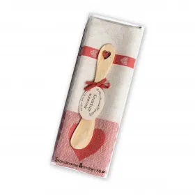 Geschenkset schwed. Buttermesser mit Handtuch, Herzen rot