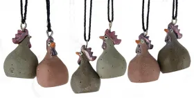 Nääsgränsgarden Set 6 hängende Hennen, hellgrau, teracotta, grau, H 4 cm