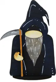 Halloween Sensemann dunkelblau, schwarz, handbemalt, h 10 cm Halloween Sensemann dunkelblau, schwarz, handbemalt, h 10 cm